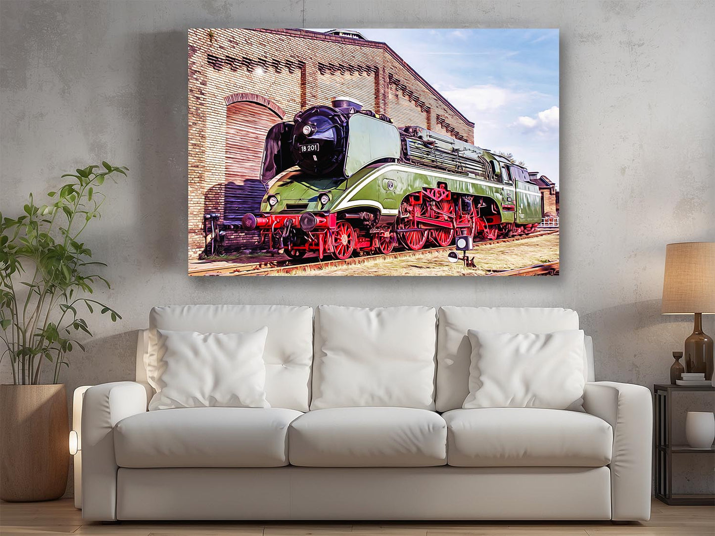 Dampflok BR 18 201 auf Leinwand, wie Ölgemälde, Digital Art, Eisenbahn