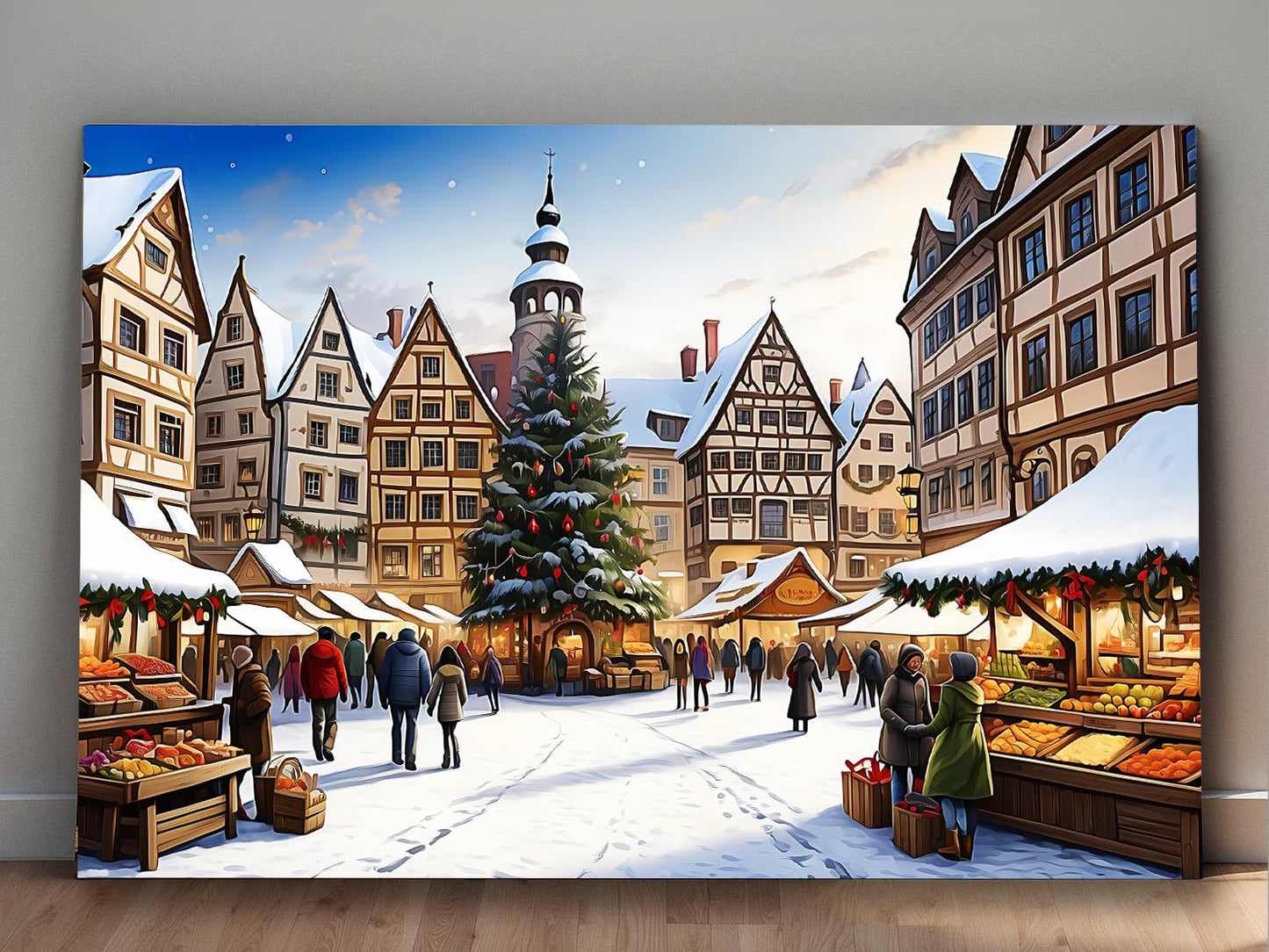 Weihnachtsmarkt  – Druck auf Leinwand