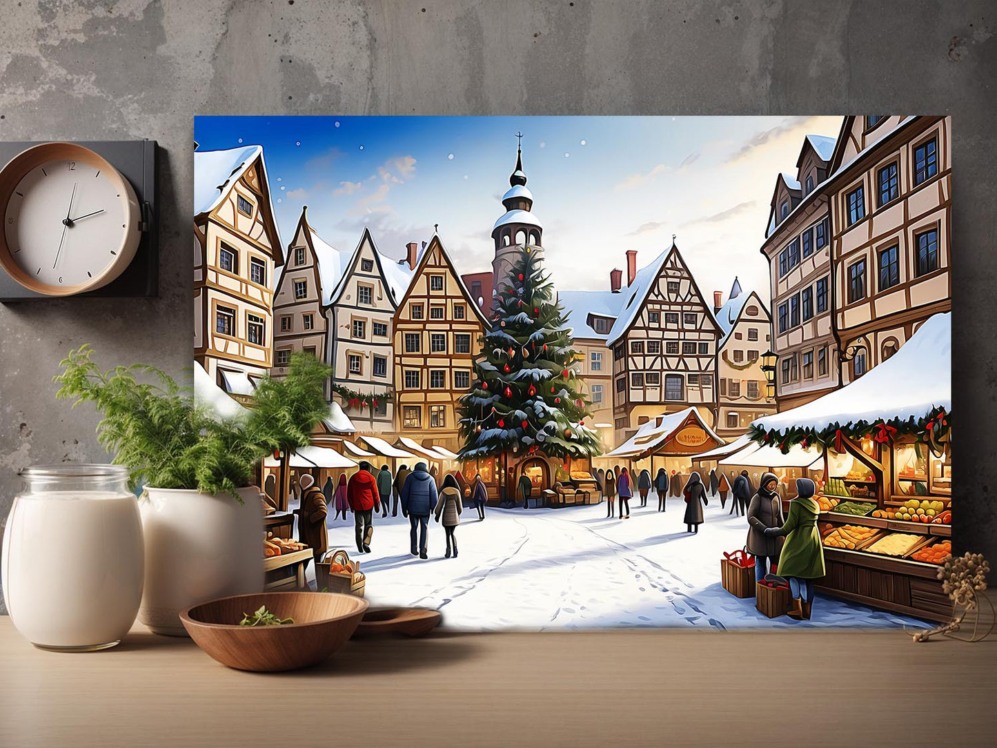 Weihnachtsmarkt  – Druck auf Leinwand