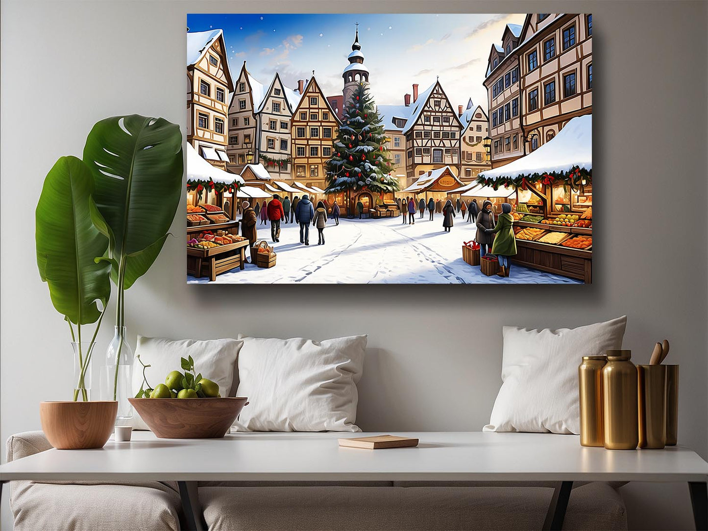 Weihnachtsmarkt  – Druck auf Leinwand