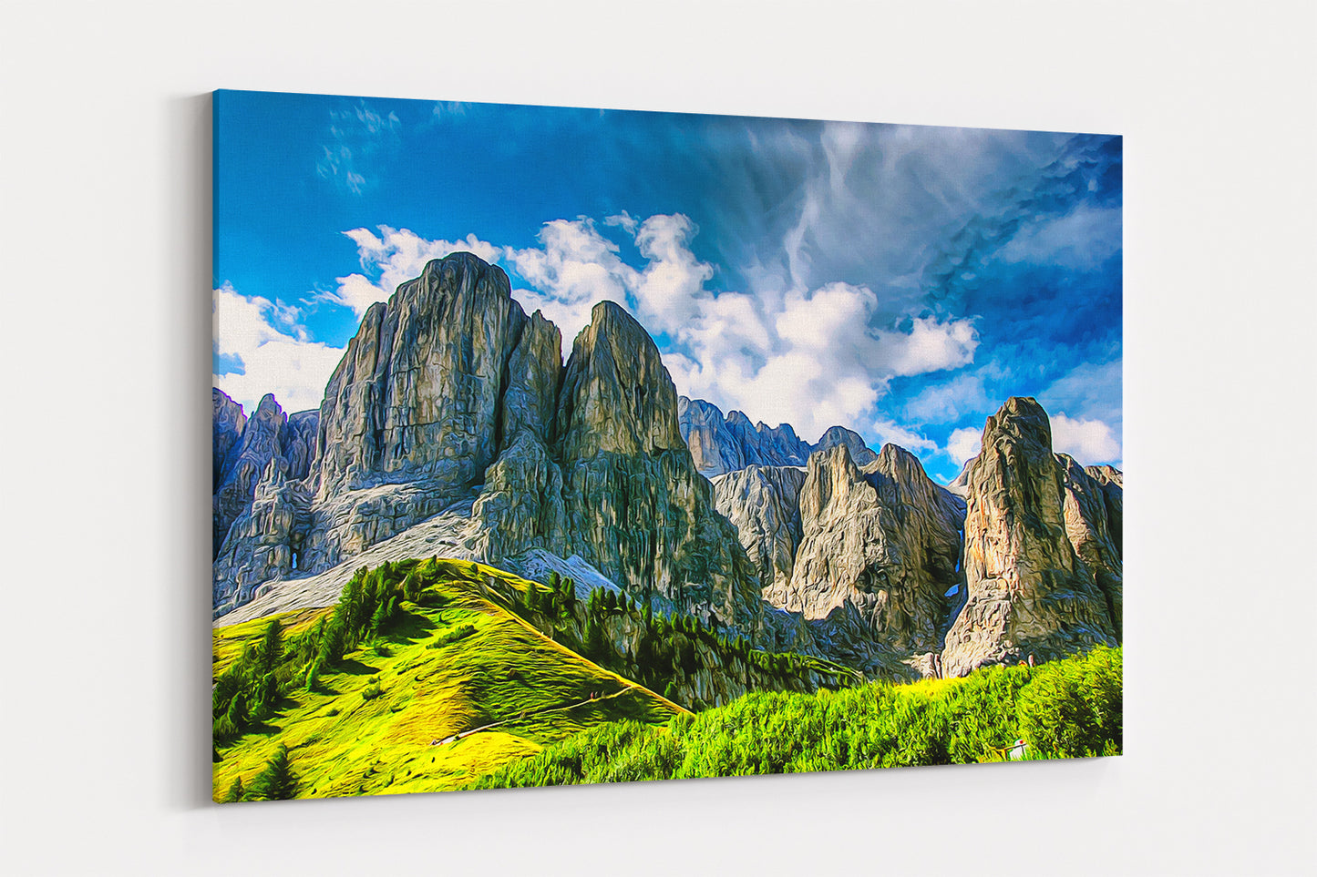 Dolomiten, Alpen, Gebirge, Gebirgslanschaft, auf Leinwand, wie Ölgemälde, Digital Art