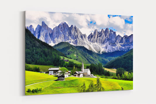 Dolomiten, Alpen, Gebirge, Gebirgslanschaft, auf Leinwand, wie Ölgemälde, Digital Art